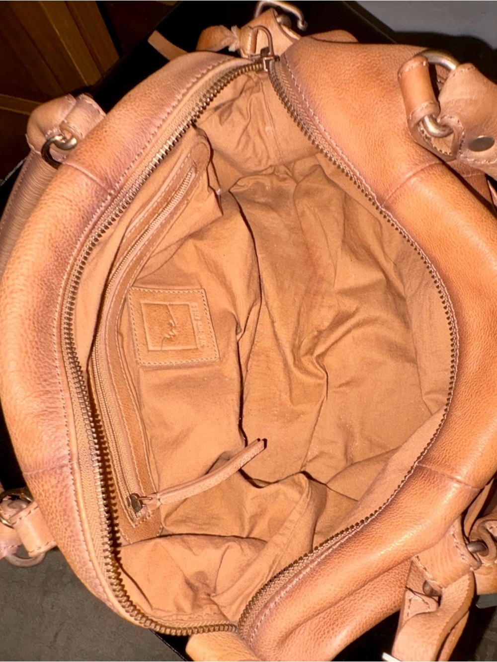 Free People x WTF Baby Emerson Leather Shoulder Bag in Saddle - Picture 10 of 15